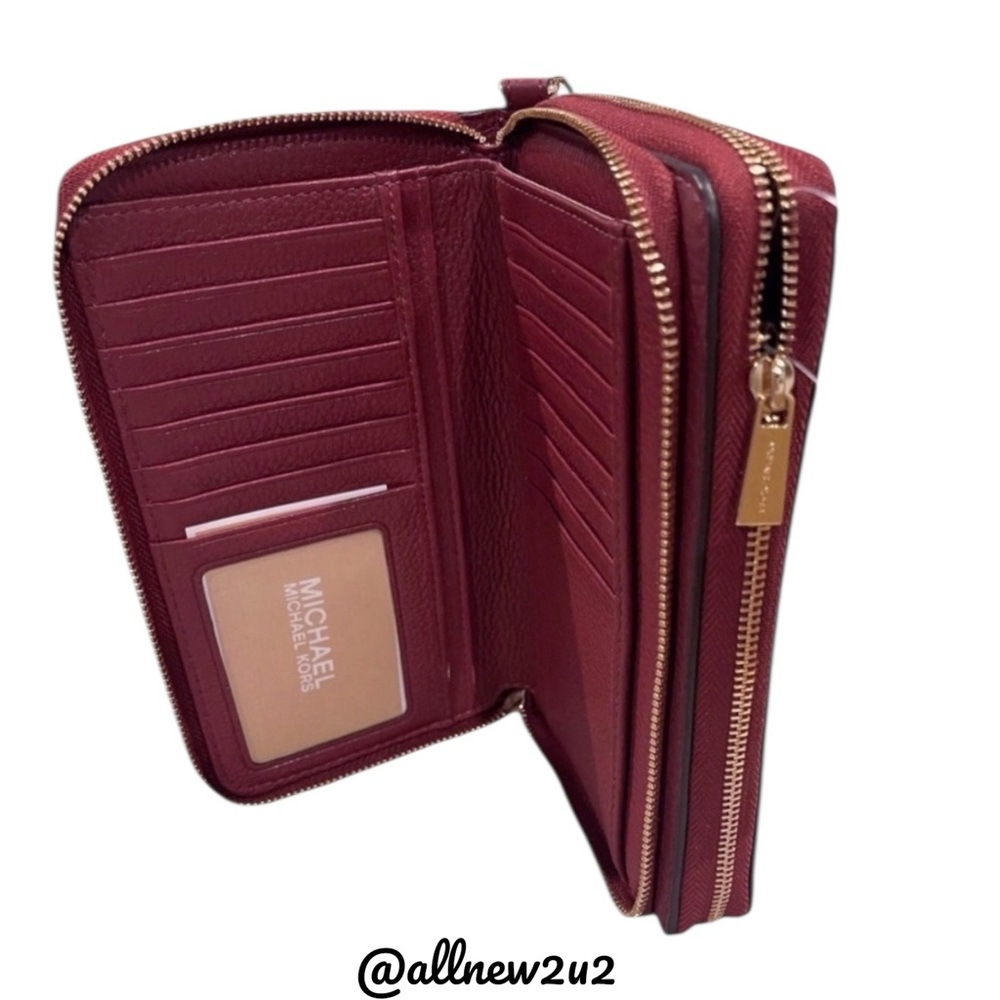 Michael Kors Adele Lg Flat MF Phone Case in Brick Pebble Leather Wristlet Strap - Picture 4 of 14